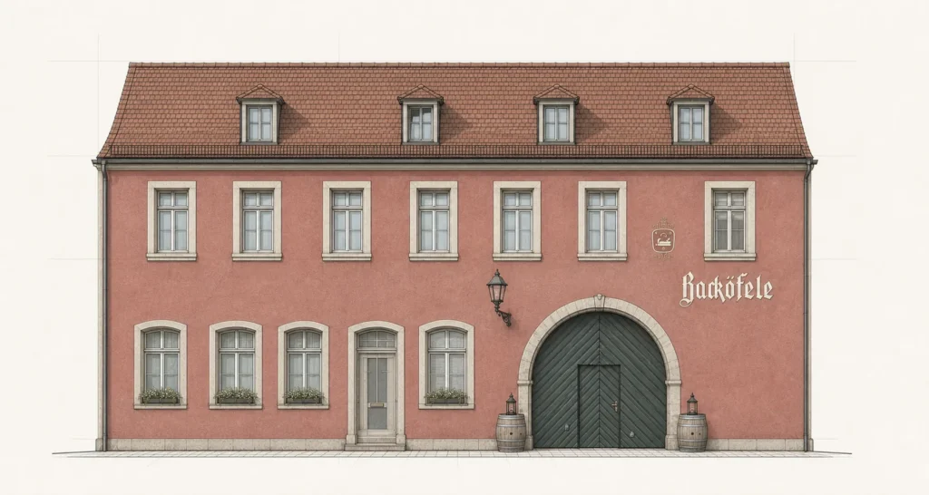 KI-generierte Illustration des Backöfele-Hauses in der Ursulinergasse